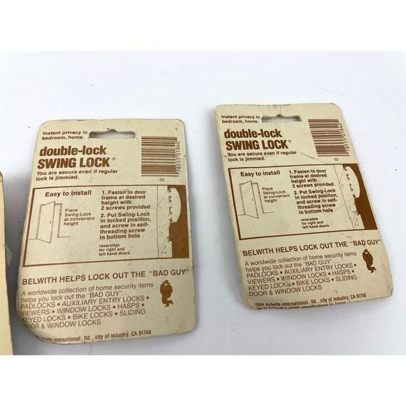 VTG Lot Of 3 Home Protection Flip Over Door Lock Double Lock Swing Lock 1980s - Picture 4 of 7